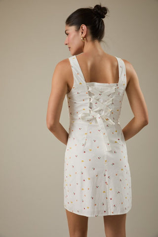 White fruit print dress