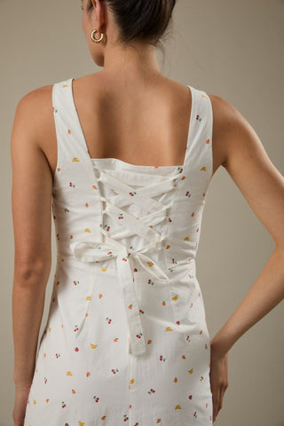 White fruit print dress