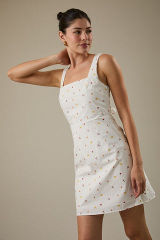 White fruit print dress