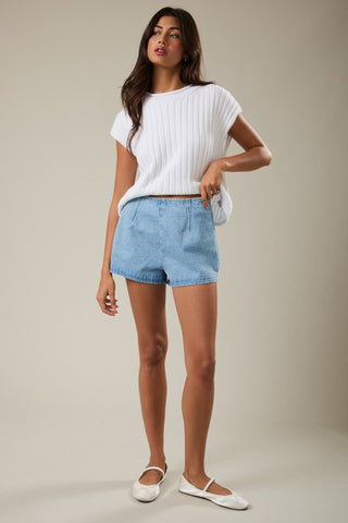 Lt denim HW shorts