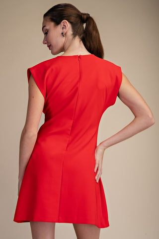 Red pleat front dress