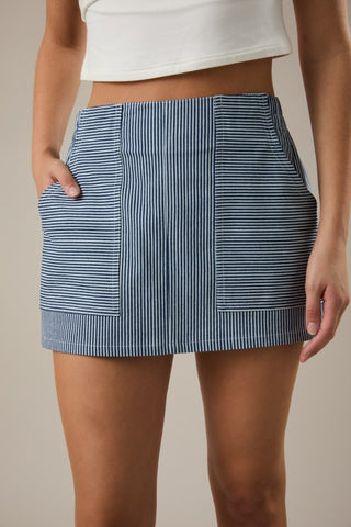Blue and white striped skirt