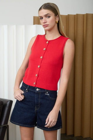 Raw edge sleeveless cardigan
