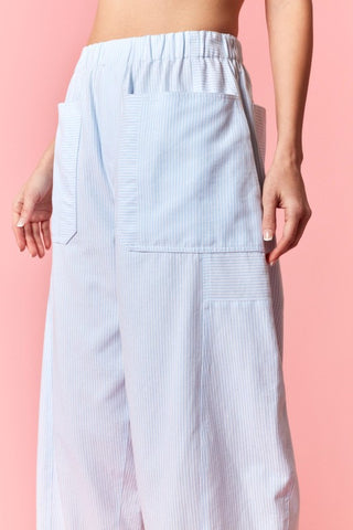 Lt blue stripe barrel pants