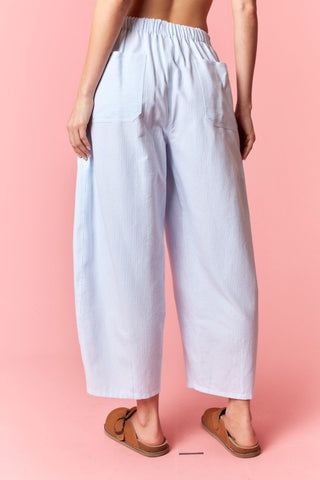 Lt blue stripe barrel pants