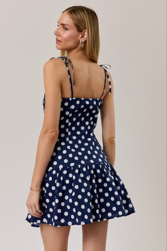 Navy polka dot dress MEDIUM