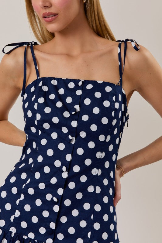 Navy polka dot dress MEDIUM