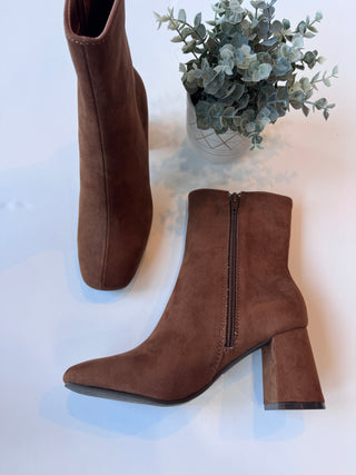 Rust square toe bootie