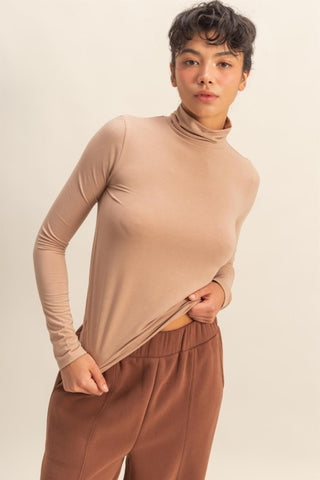 Dark taupe fitted turtleneck
