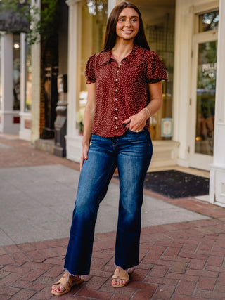 Wine dot print blouse
