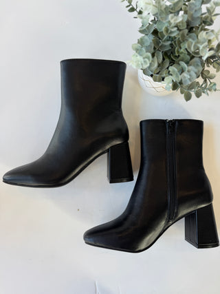 Black square toe bootie