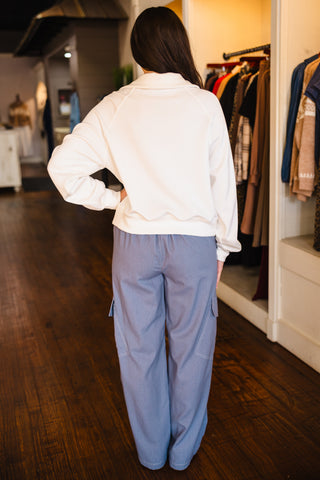 Linen wide leg cargo pants