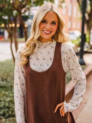 Chestnut faux suede dress