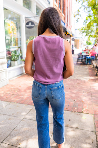 Mauve sleeveless knit top