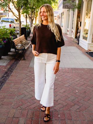 Rib trim SS sweater