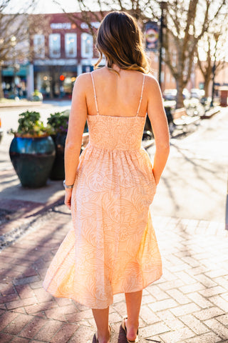 Beige & taupe floral midi dress