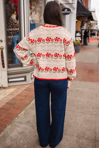 Oatmeal floral print cardigan
