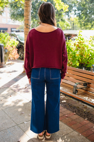 Dark cherry drop shoulder sweater