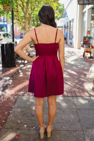 Berry sleeveless fit & flare dress
