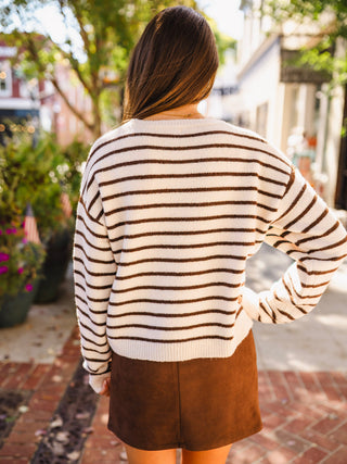 Brown stripe long sleeve sweater