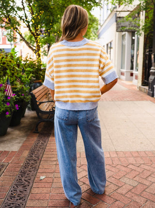 Contrast rib stripe SS sweater