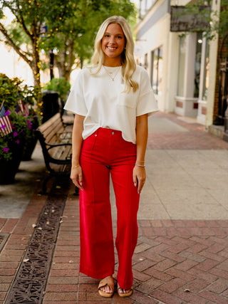 Red HR wide leg jeans