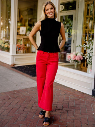 Red HR cropped wide leg jeans