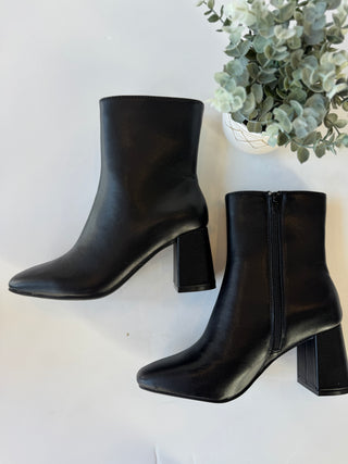 Black square toe bootie