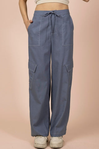 Linen wide leg cargo pants