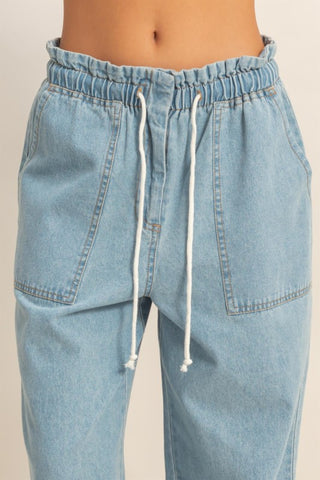 Lt blue patch pocket jeans