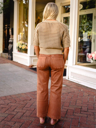 Taupe SS crochet sweater