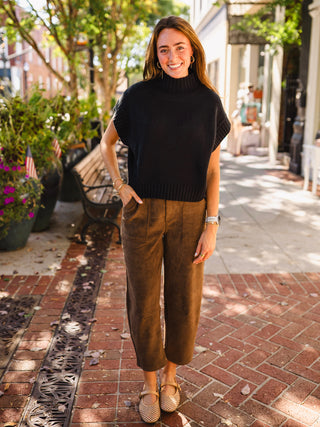 Mock neck drop shoulder sweater