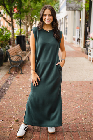 Forest cap sleeve midi dress