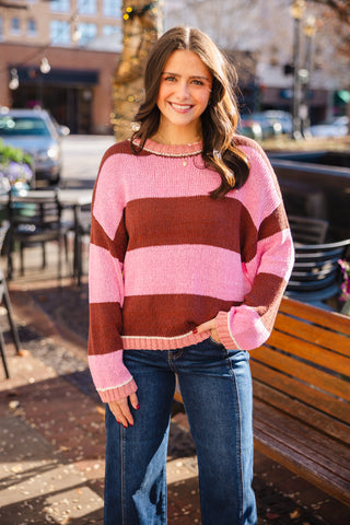 Pink & brown striped sweater