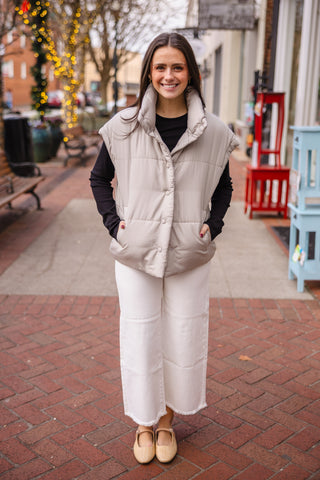 Cement oversized puffer vest