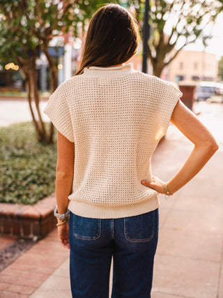 Cream cap sleeve sweater