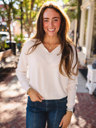 So soft waffle long sleeve pullover