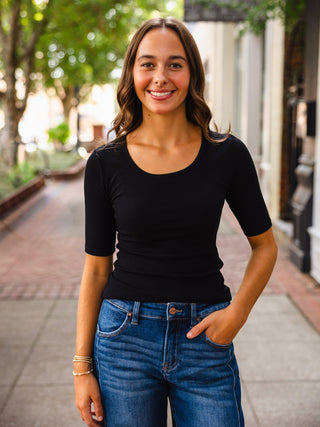 Essential Ribbed Short Sleeve Top