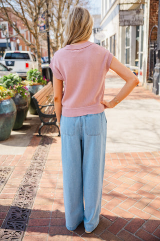 Mauve sleeveless button down cardigan