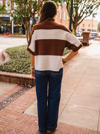 Bold stripe drop shoulder top