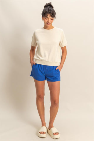 Crew neck terry pullover