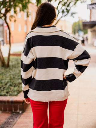 Charcoal stripe half zip sweater