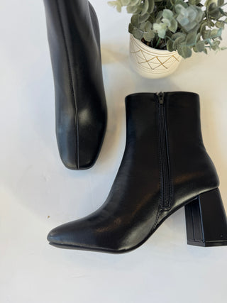 Black square toe bootie