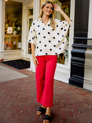 Oversized SS polka dot pullover