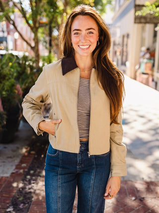 Khaki corduroy collared jacket