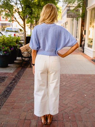 Rib trim SS sweater