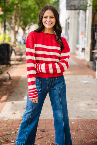 Stripe ribbed sweater