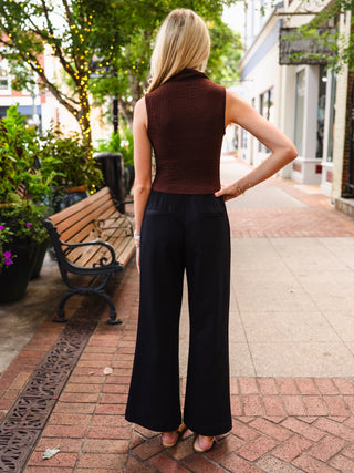 Black high waist cropped flare pants