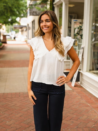 Double ruffle detail blouse