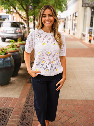 Lemon embroidery sweater